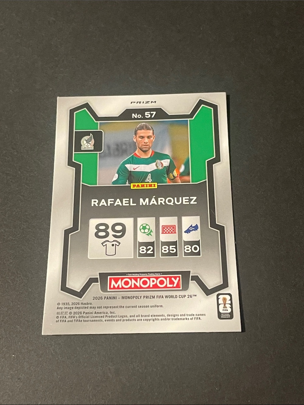 2026 Panini Prizm Monopoly Fifa World Cup - Rafael Marquez #57 Green Wave Card - Picture 2 of 2